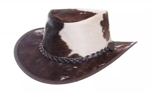 Scippis Rustler Hat Kuhfell braun Western Leder Hut Fell Hüte Rindsleder