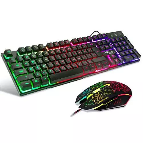 BAKTH Multiple Color Rainbow LED Backlit Mechanical Feeling USB  Gaming Keyboard