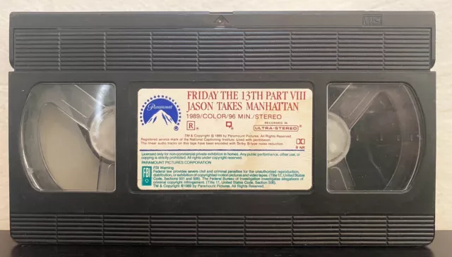 Friday the 13th: Part 8 - Jason Takes Manhattan VHS (Tape Only, 1989)