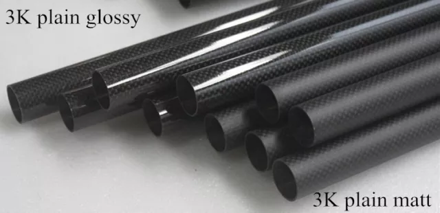 2pc 3K Carbon Fiber Tube Pipe x 500mm OD 5mm 6mm 7 8mm 9mm 10mm(Roll Wrapped) UK