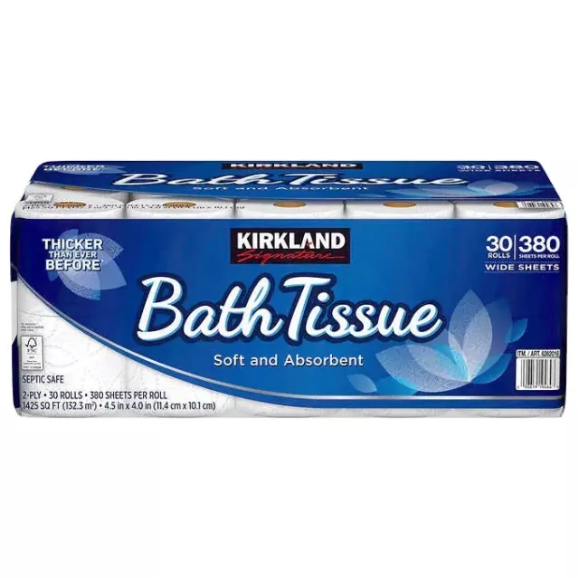 Kirkland Signature Bath Tissue, 2-Ply, 380 Sheets, 30 Rolls FREE SHIPPING