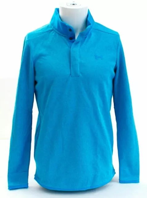 NWT $75 Under Armour UA Storm Men's Golf Blue Heather Snap Mock Sweater Size S