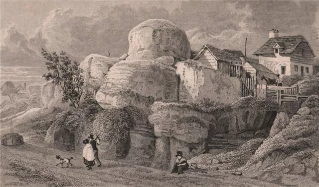 High Rocks, Tunbridge Wells. Kent. SHEPHERD 1829 old antique print picture