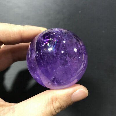 45mm Natural Healing Amethyst Ball Quartz Crystal Gemstone Sphere Decor W/ Stand