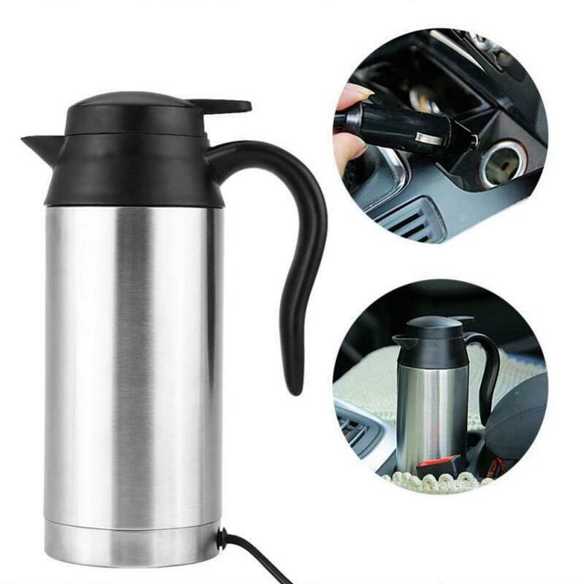 Portable 12V Car Electric Heated Hot Water Kettle Bottle Stainless Steel Cup