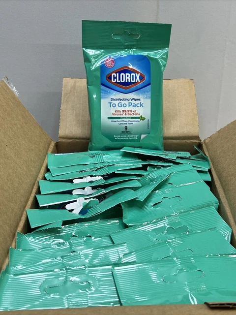 24 Packs Clorox Cleaning Wipes TO GO, 9 wipes/pack, 216 Wipes Total, Fresh Scent