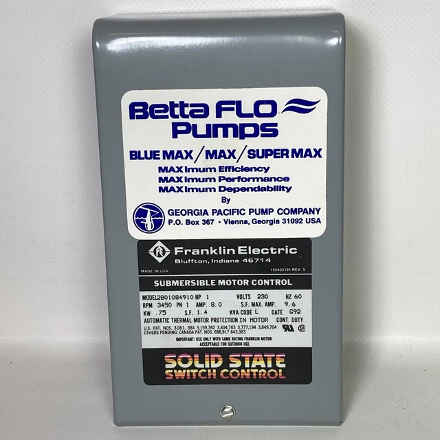 FRANKLIN ELECTRIC SUBMERSIBLE Motor Control Box Solid State 8 Amp 230