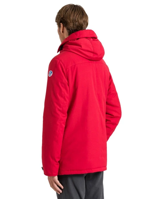 Giacca invernale uomo North Sails giaccone con cappuccio giubbotto parka rosso 3