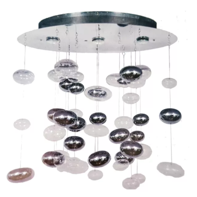 Suspension, plafonnier en métal moderne, cascade de bulles en verre - 3XGU10-50W