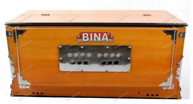 Original BINA Harmonium 9 Stopper Multifold Bellow 42 Keys Two Reeds 3.5 Octave