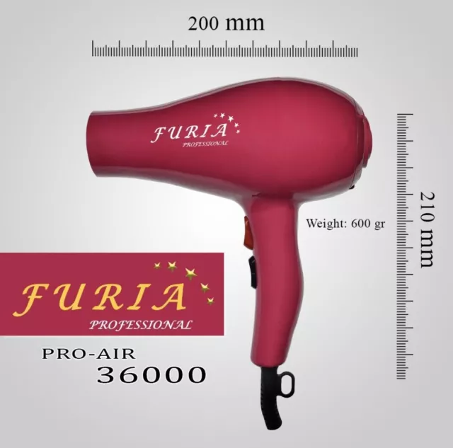 Sèche-Cheveux Professionnel Furia / Sèche-Cheveux Phon Pro 2000W Made In Italy 2