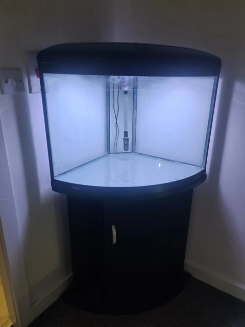 UFO 550 Aqua One Aquarium Corner Fish Tank & Cabinet Black 120L Used Cond Works