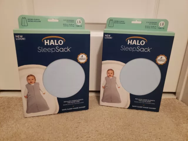 Set 2 HALO Sleepsack Micro-Fleece Swaddle Wrap Baby Blue Size Large Pack Of 2