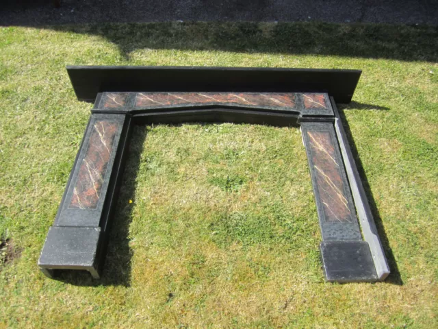 Vintage/Antique Solid Slate Fire Surround Trompe L'oeil  Architectural Salvage