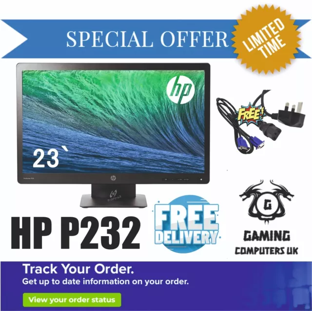 HP PRODISPLAY P232 23" FULL HD 1920 x 1080 PC MONITOR SCREEN VGA FREE DELIVERY!!