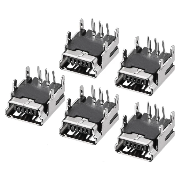 Mini USB Connettore per circuito stampato 5P Jack femmina quattro 90 Gradi 5pz