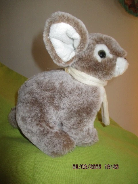 Doudou Peluche Rodadou Lapin  Chine Beige Blanc Nez Marron 20 Cm