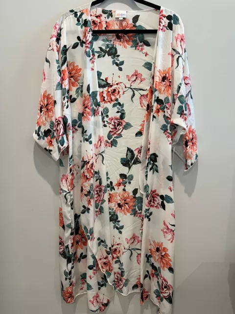 LuLaRoe, Other, Nwt Lularoe Shirley Kimono Pink And White 0 Polyester  Size Small