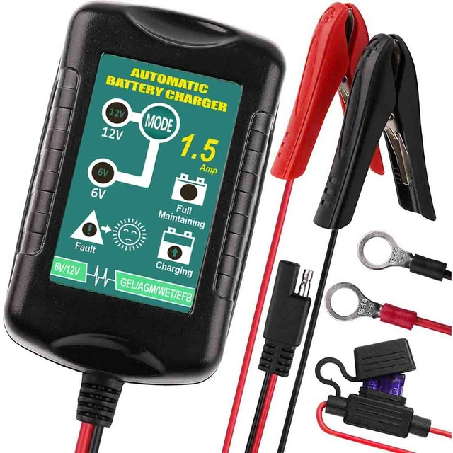 AUTOMATIC CAR BATTERY Charger 6V/12V 1.5A Motorcycle Battery Maintainer