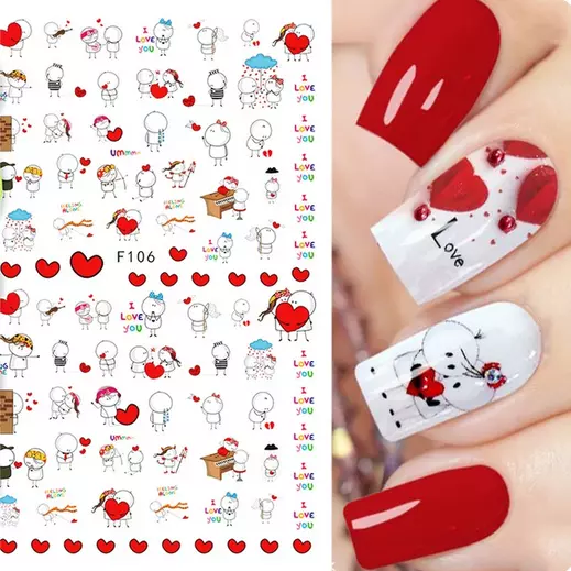 Nail Art Stickers Valentine's Day Heart Love Self Adhesive Transfers