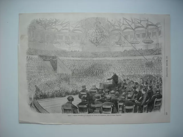 Gravure 1869. Paris. Seance Annuelle Societe De L’union Du Commerce Cirque Napol