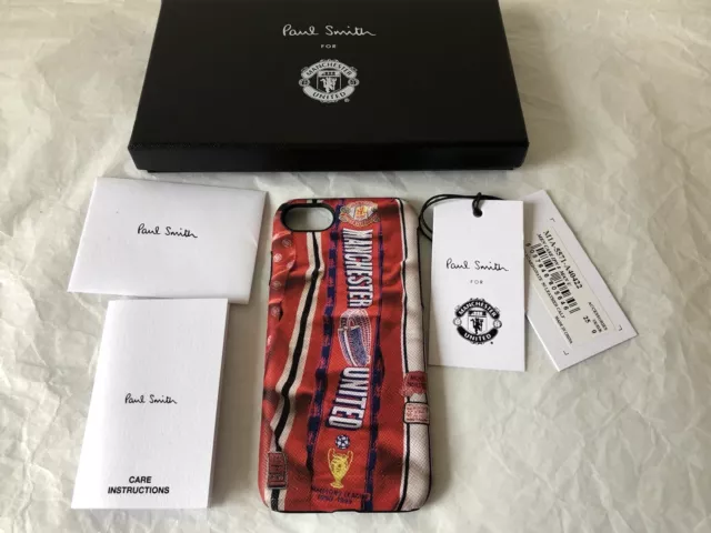 NUOVA custodia telefono Paul Smith x Manchester United iPhone 6 6s 7 8 nuova con scatola