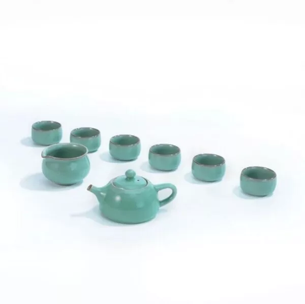 瓯江龙泉青瓷 哥窑·西施壶 8头茶具套装 零铅零镉 梅子青 OUJIANG 8 Piece Tea Set