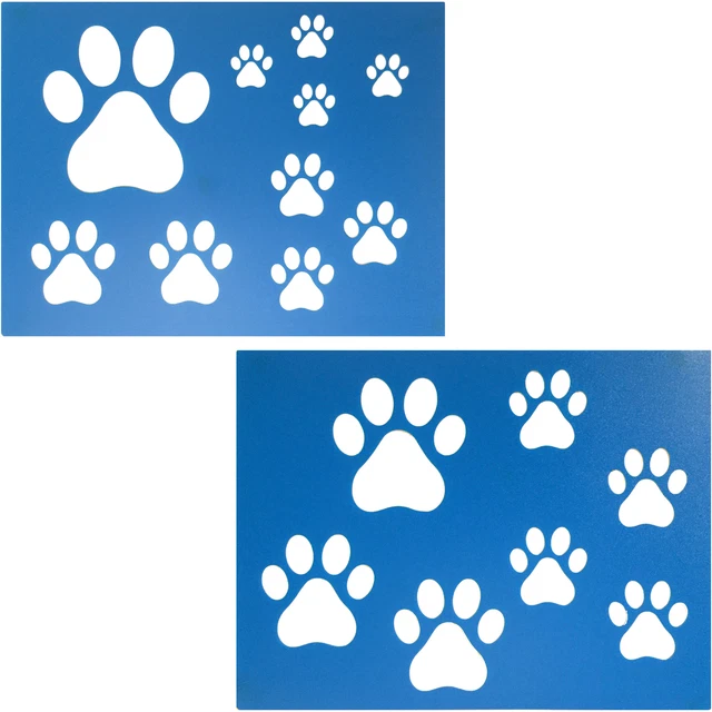 2X DOG CAT Paws Paw Print Stencils Templates Sheets For DIY Scrapbook