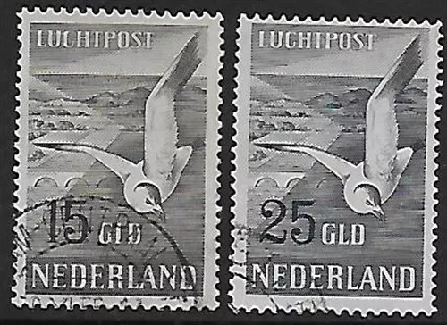 Netherlands 1951 NVPH LP1-LP2 Airmail CANC VF / BIRDS