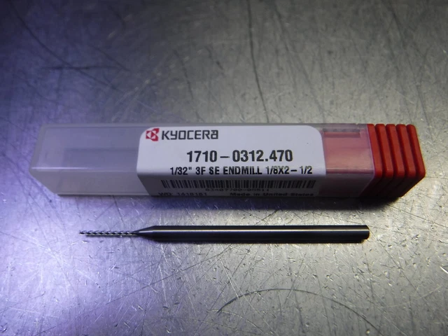 Kyocera 1/32" 3 flute Carbide Endmill 1/8 Shank 1710-0312.470 (LOC3383B)