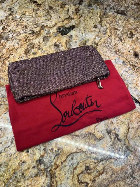 $2895 Christian Louboutin Maykimay Strass Crystal Purple Gold Clutch Pigalle