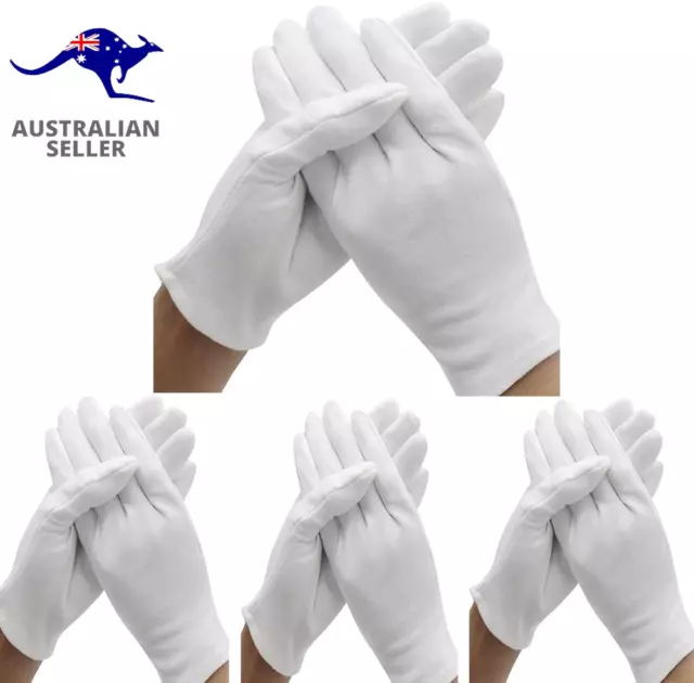 24 Pcs(12 Pair)White Cotton Gloves for Moisturizing, Eczema, Jewelry Inspection, 2