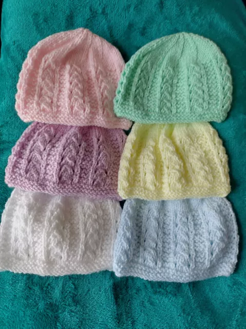 Hand Knitted Baby Hat 0-3 Months Choice Of Colour New Born Baby Boy Or Girl