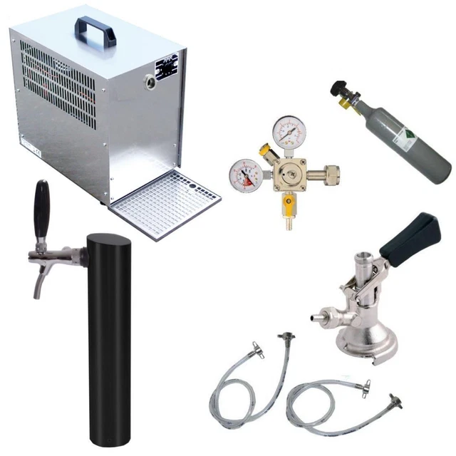 Untertheken Zapfanlage 60l Schanksäule Schwarz ,Schankhahn, Keg,Uhr,Co² Schlauch