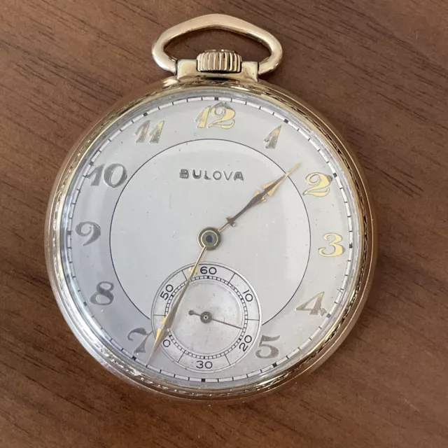 Bulova Pocket Watch GF, 17 J, 17 AH,  Open Face -runs