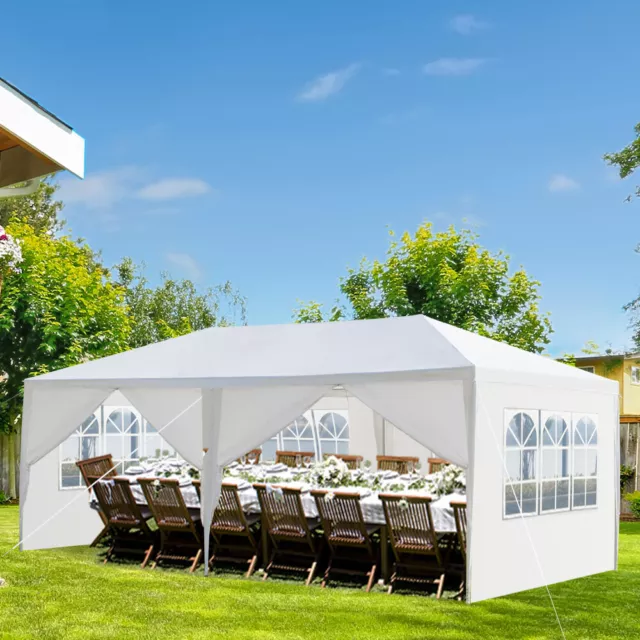 3x6M Heavy Duty Gazebo Marquee Canopy Garden Patio Party Tent 6 Removable Walls