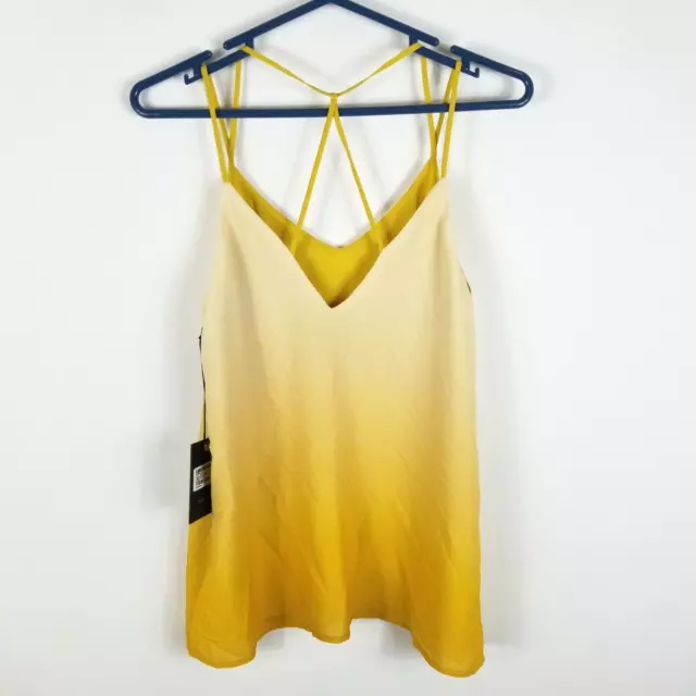 4SI3NNA Womens Yellow Ombre Spaghetti Strap Cami Amora Tank Top Size Small 2