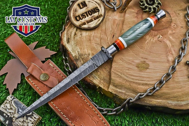 Custom Hunting Knife Ladder Damascus Bone Damascus Guard Camping Rare 2
