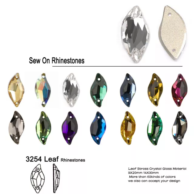 Diamond Leaf Sewing Rhinestone Flatback Loose Beads Strass Sew On Crystal Stones