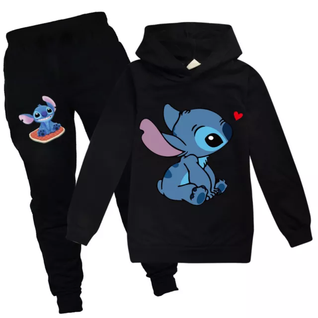 Boys Girls Kids Lilo Stitch Hoodies Jumper Sweatshirt Tops Pants Outfit Clothes 3