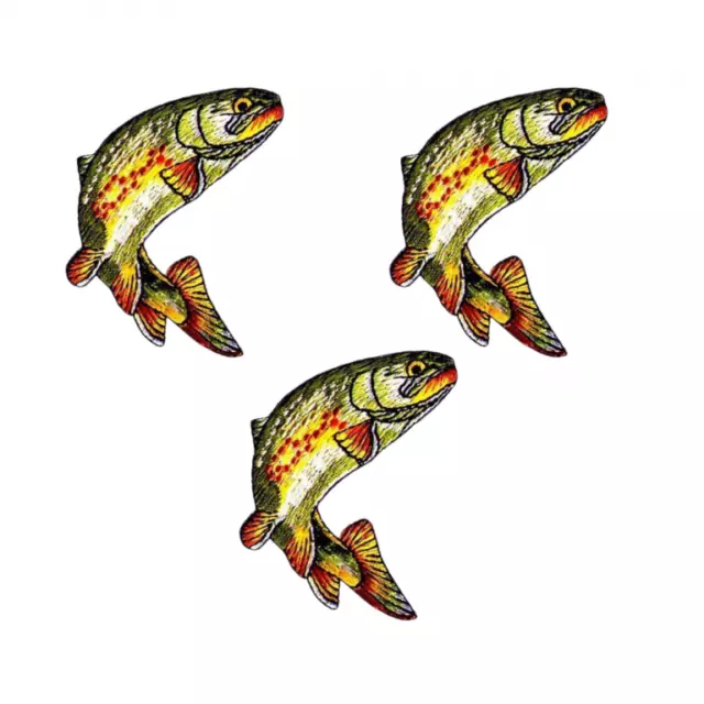 Golden Trout Patches (3-Pack) Fish Embroidered Iron On Patch Appliques