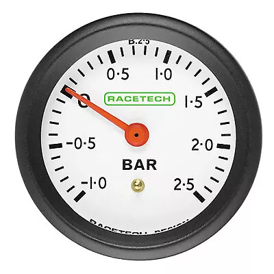 Racetech Mechanical Turbo Boost Pressure Gauge - White Dial Face - Racing/Rally