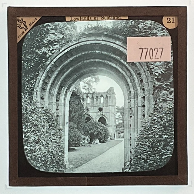 Magic Lantern Slide - Scotland - Dryburgh Abbey - Sir Walter Scotts Tomb