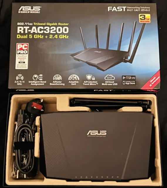 ASUS RT-AC3200 802.11ac Tri-Band Gigabit VPN Gaming WiFi Cable & Fibre Router