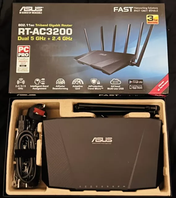 ASUS RT-AC3200 802.11ac Tri-Band Gigabit VPN Gaming WiFi Cable & Fibre Router