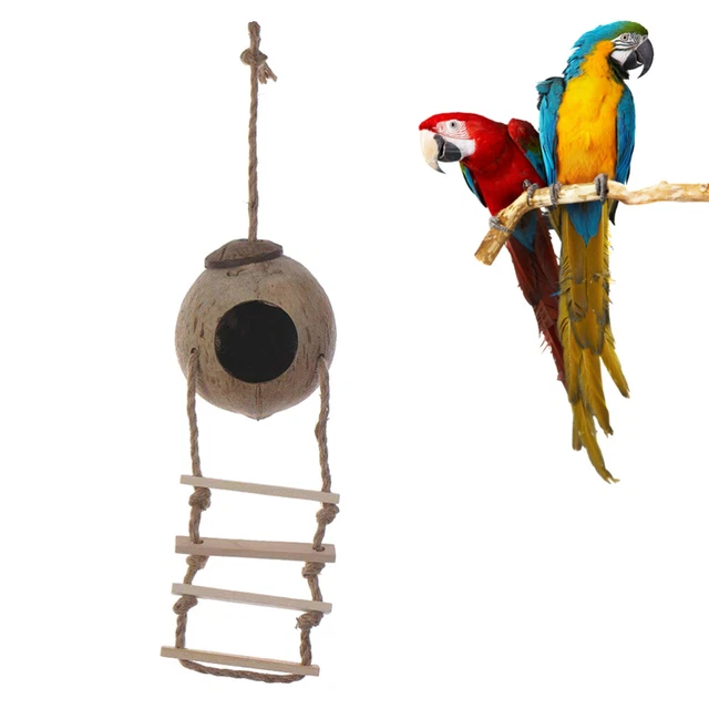 Bird Supplies Holz Klettern Leiter Vogel Spielzeug Kokosnussschale Haustier
