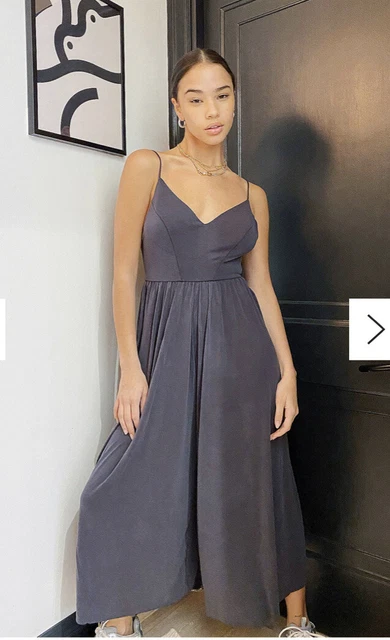 URBAN OUTFITTERS UO Molly Cupro Culotte Jumpsuit Navy Blue Strappy