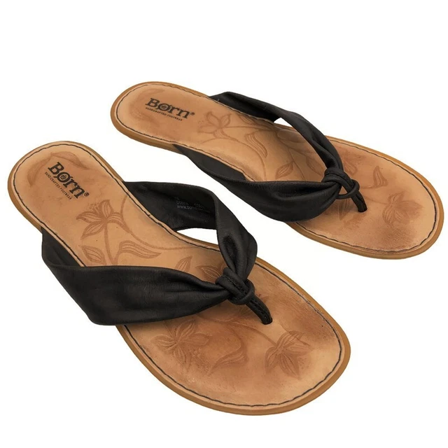 Born Leather Thong Sandals Flip Flops Slip On Shoes Navy Blue Womens 7