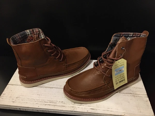 TOMS SEARCHER BOOT Brown Leather Lace Up Boots men 9.5 woman s 11