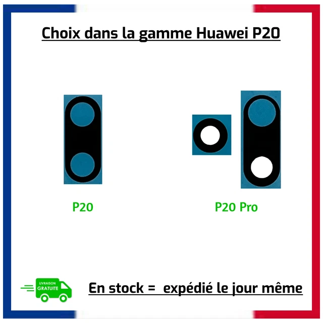 Lentille De Caméra Arrière Pour Huawei P20 Lite - Noir, Pièce Neuve, Remplacement Facile